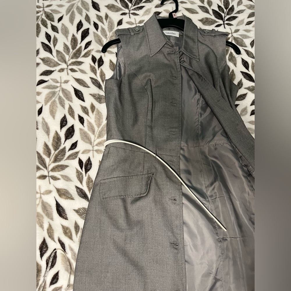 Calvin Klein belted button up dress.